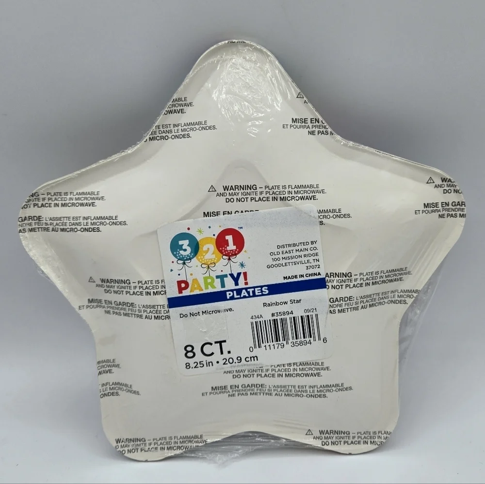 321 Party! Rainbow Star Shaped Party Plate 8 ct